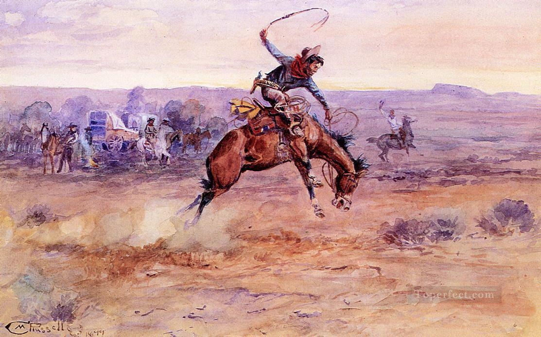 bucking bronco 1899 Charles Marion Russell Oil Paintings
